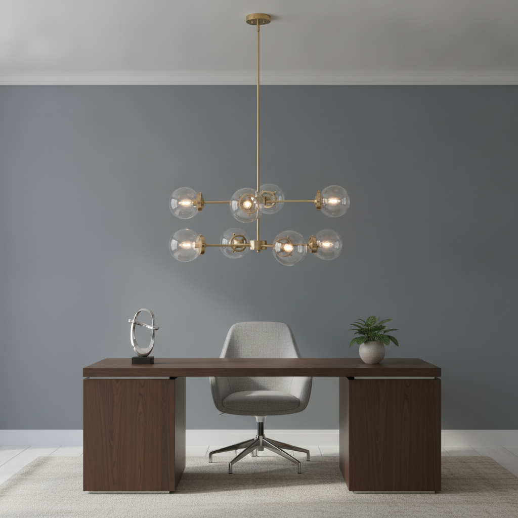 8-Light Metal Chandelier with Globe Bulbs