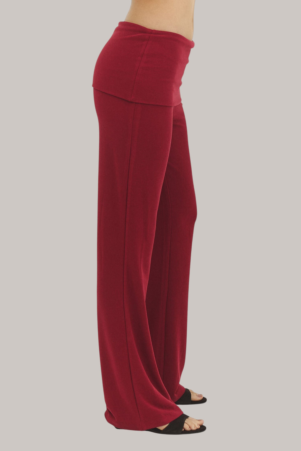 Fold Over Waistband Flare Leg Trousers