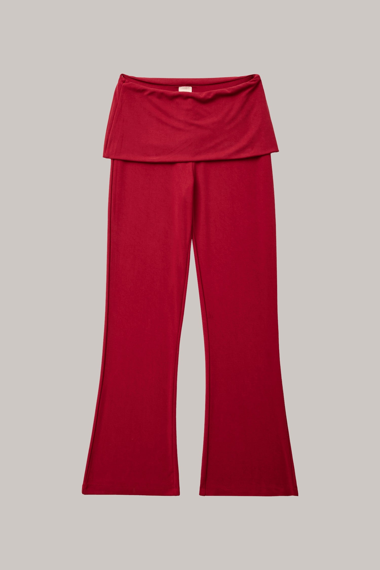 Fold Over Waistband Flare Leg Trousers
